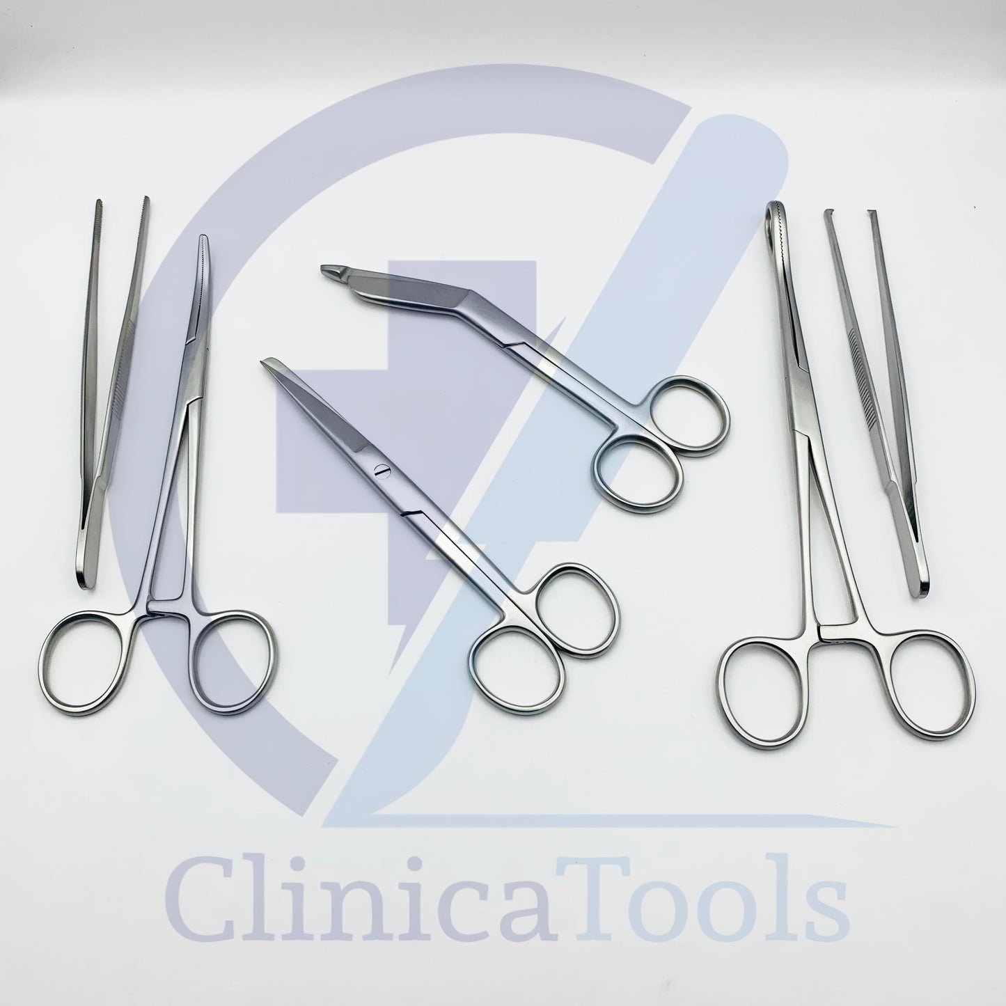 8Pcs Stainless Steel Dressing Instruments Set – Dressing Scissors, Forceps, Gallipot & Kidney Tray for Doctors, Hospitals & Clinics