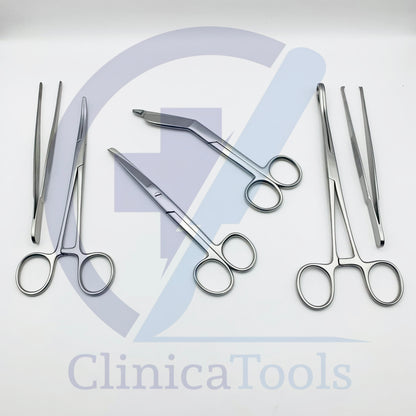 8Pcs Stainless Steel Dressing Instruments Set – Dressing Scissors, Forceps, Gallipot & Kidney Tray for Doctors, Hospitals & Clinics