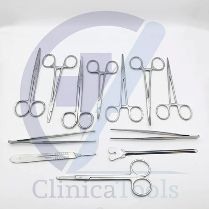 Reusable stainless steel minor surgery tools for clinical and student use